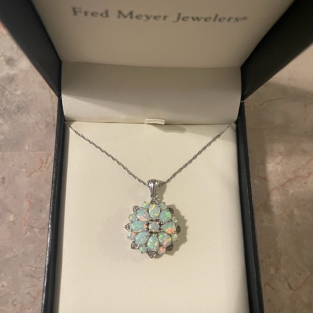Opal necklace with white topaz from Fred Meyer Jewelers
